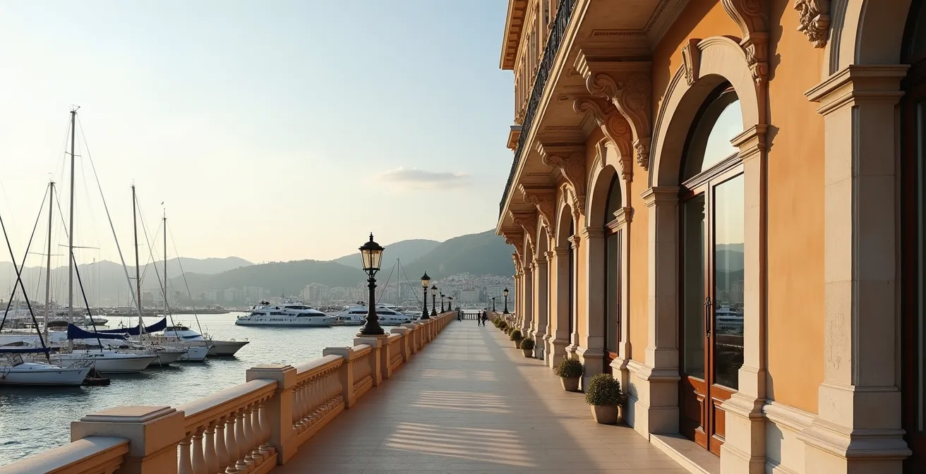 Façade art déco d'un immeuble de prestige avec vue sur le port de Monaco