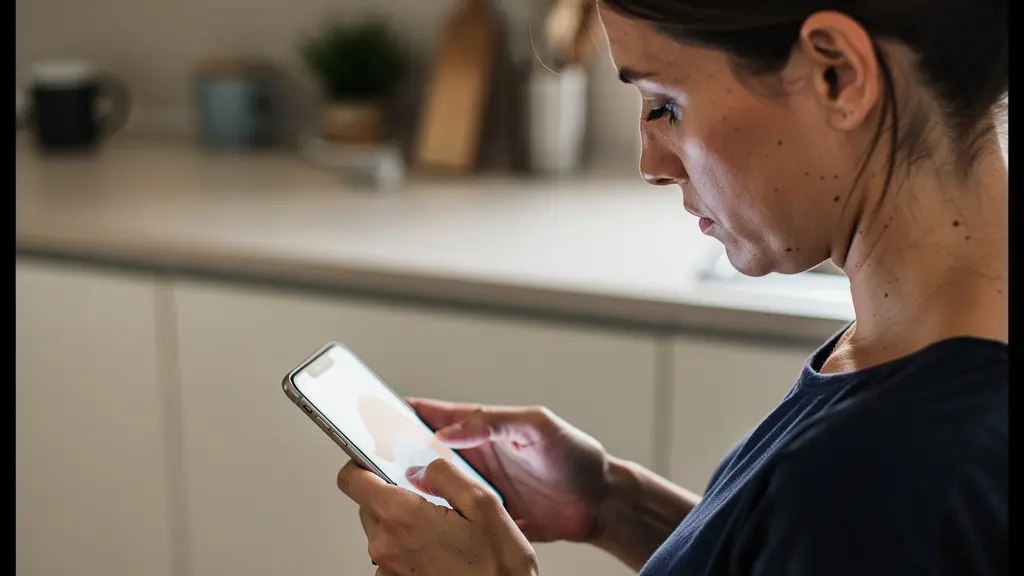 Personne consultant son smartphone avec expression pensive pour comparer des offres de crédit